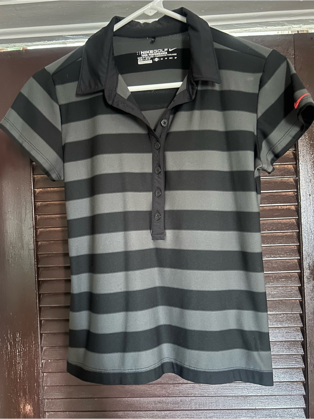 Nike Woman/Boy Black and Gray Striped Polo Shirt